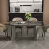 Marble Dinning Table with Polished Surface and Metal Legs