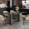Marble Dinning Table with Polished Surface and Metal Legs