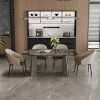 Marble Dinning Table with Polished Surface and Metal Legs
