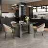 Marble Dinning Table with Polished Surface and Metal Legs
