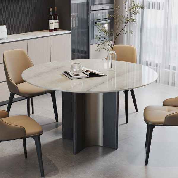 Modern Dinning Table with Round Marble Top