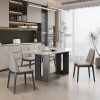 Modern Square Dining Table with Marble Finish