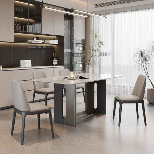 Modern Square Dining Table with Marble Finish