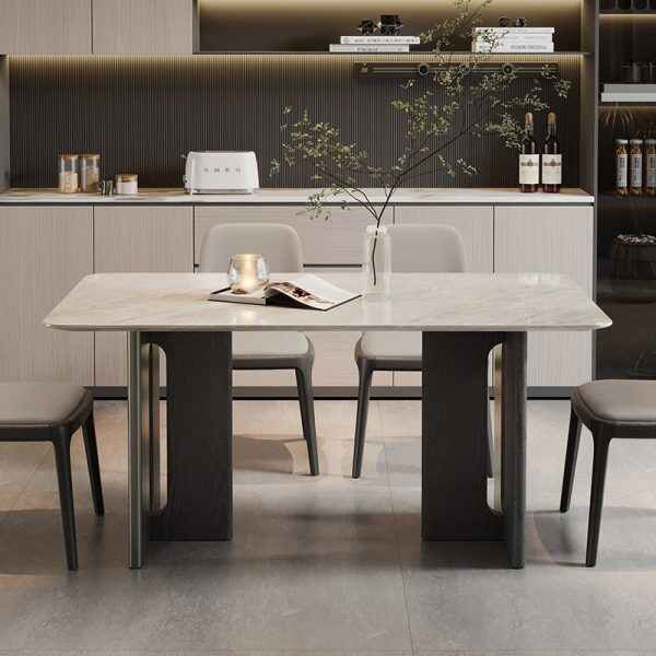 Modern Square Dining Table with Marble Finish