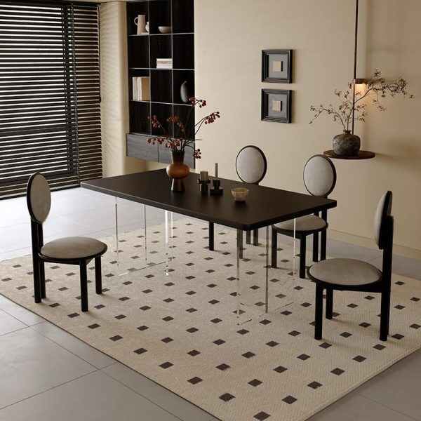Floating Modern Dining Table with Black Top
