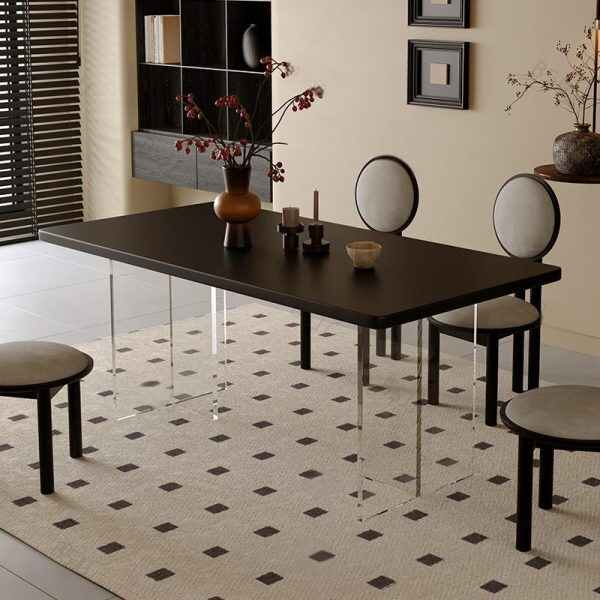 Floating Modern Dining Table with Black Top