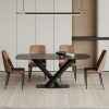 Modern Black Dining Table with Unique Pedestal Base