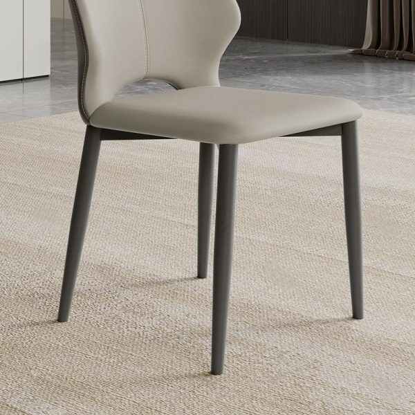 High Back Dining Chair with Upholstered Leather Seat