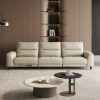 Modern Beige Leather Sofa and Recliner with Electric Footrest