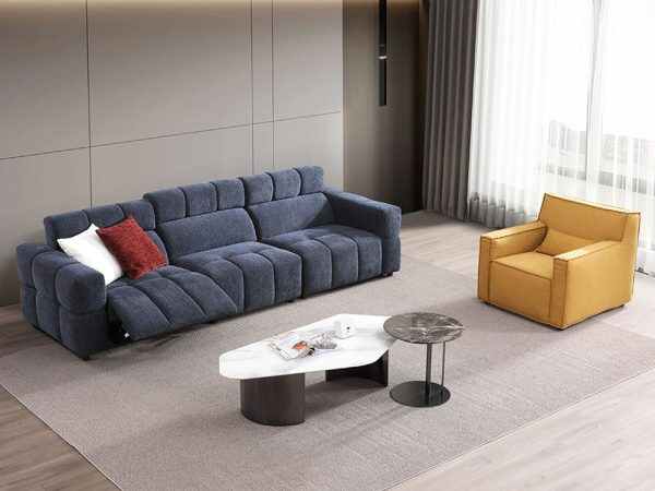 Large Fabric Reclining Couch Sofa with Pillow Backrest and Deep Seats