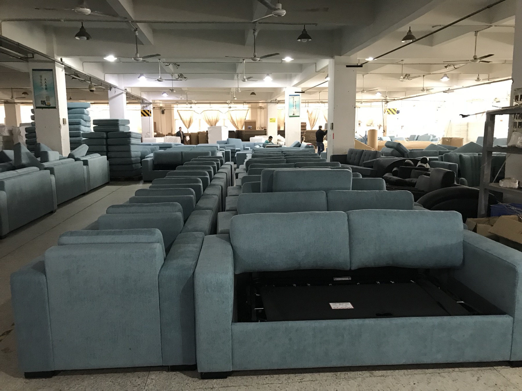 Finished mattresses prepared in the Baotian factory