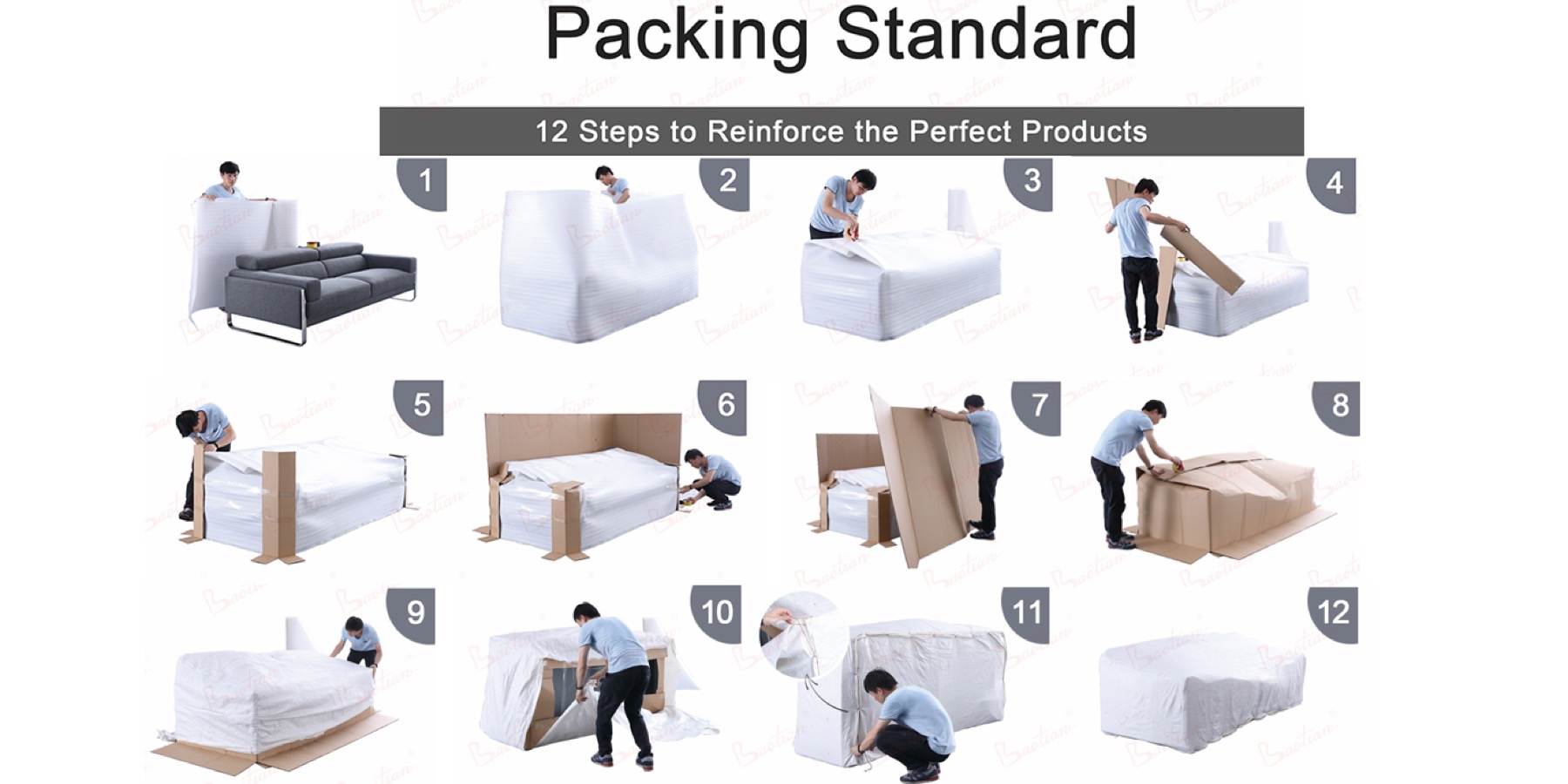 Baotian reinforced furniture packing process