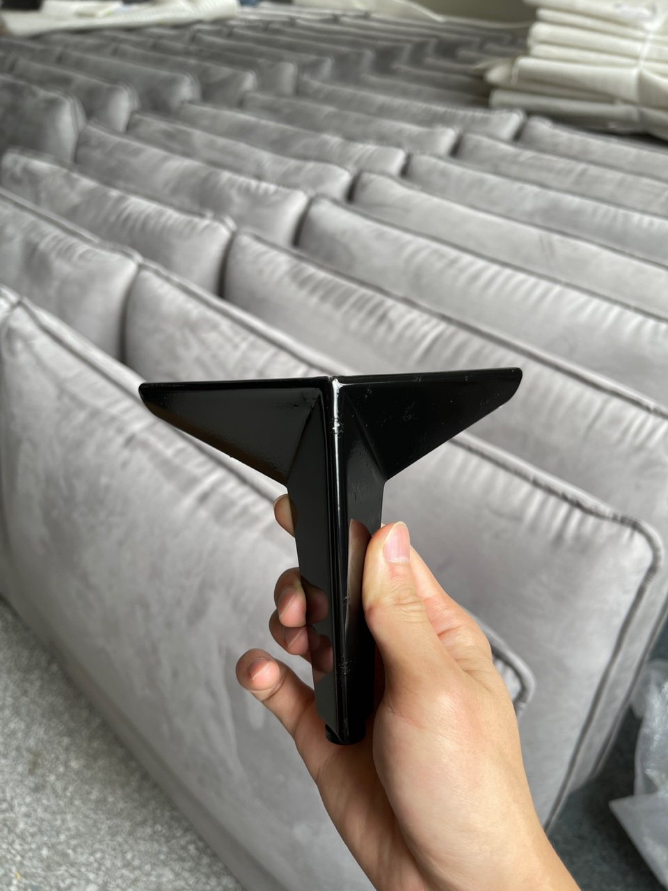 Dubai hotel bed frame titanium black leg detail