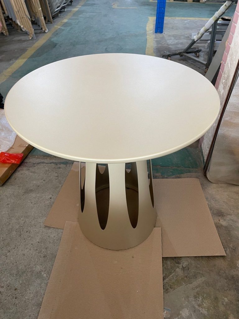 Outdoor table in the selected custom color for the Dubai hotel furniture project.
