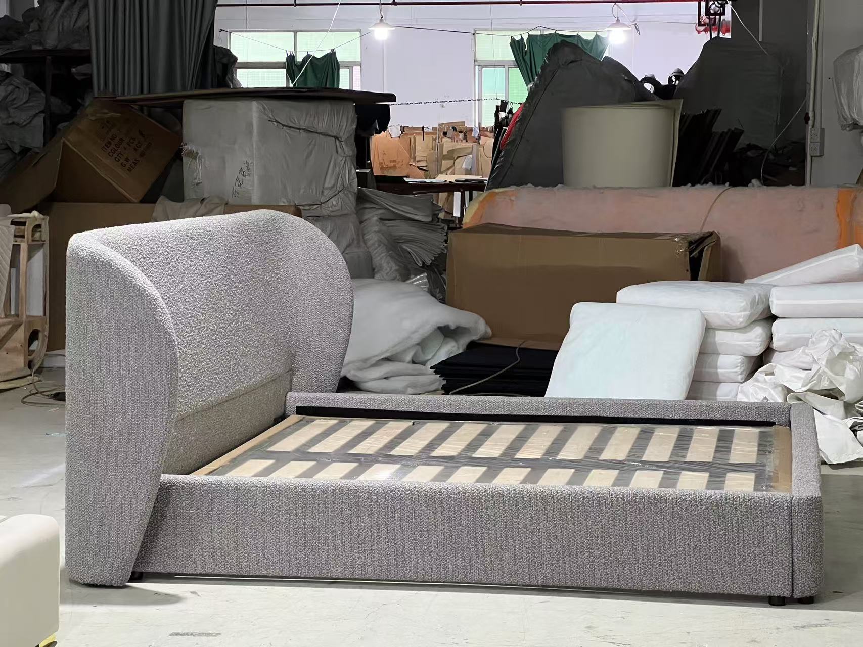 Custom sofa bed in Baotian factory production for the Hawaii hotel project.