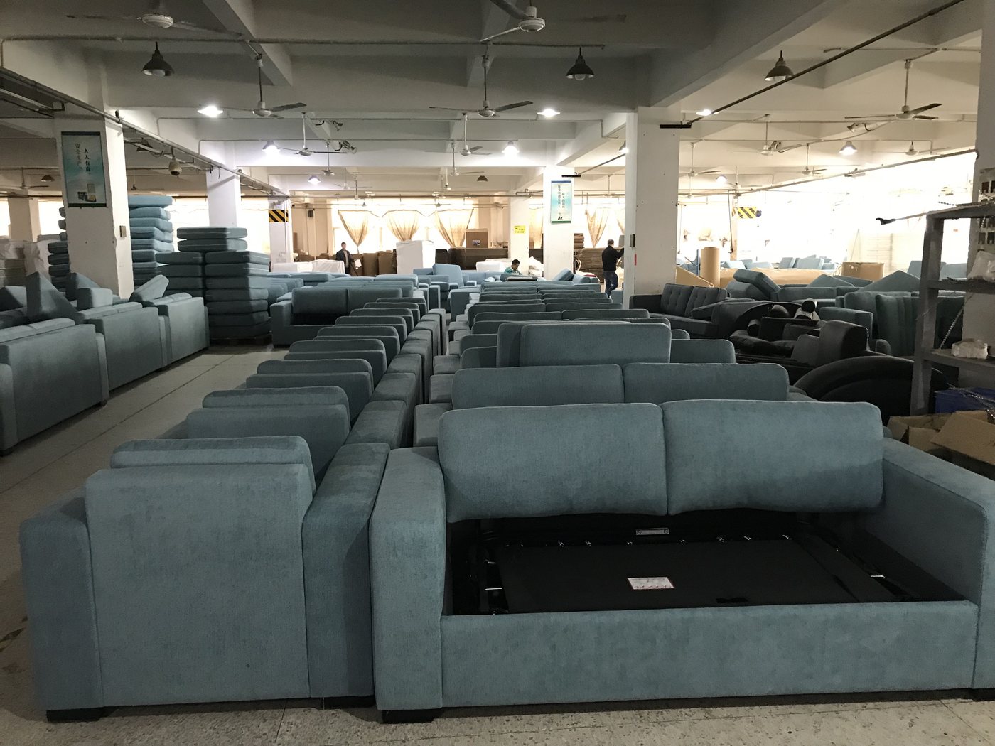 Baotian upholstered sofa production workshop in Foshan