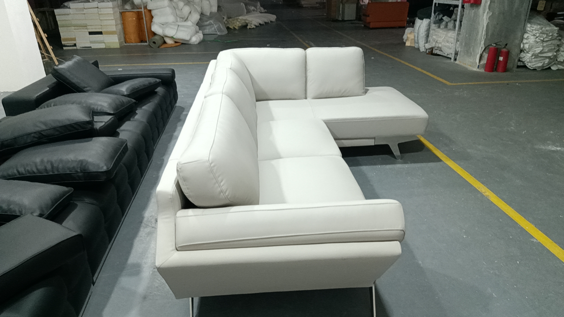 Custom shortened chaise sofa for Hong Kong hotel project