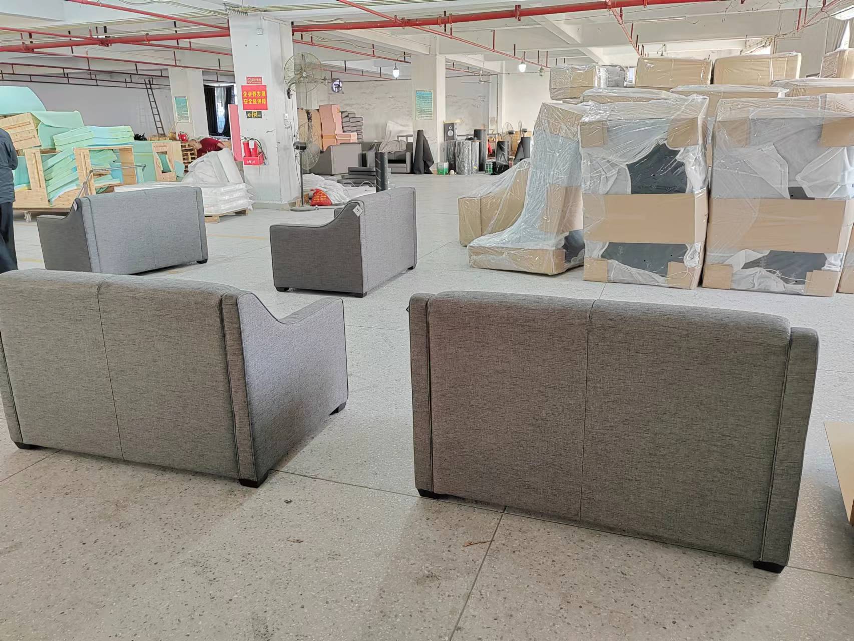 Custom hotel seating in production for the Hong Kong project