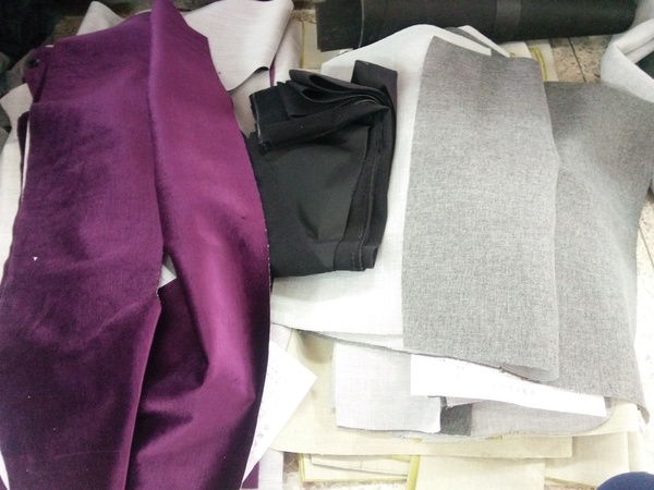 Fabric panels being cut for model 0904 hotel seating