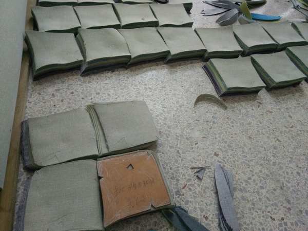 Ottoman components prepared for upholstered hotel furniture production